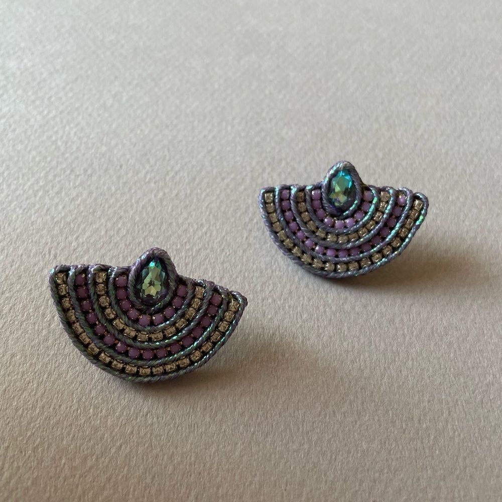 Elegant Purple and Silver Earrings M366